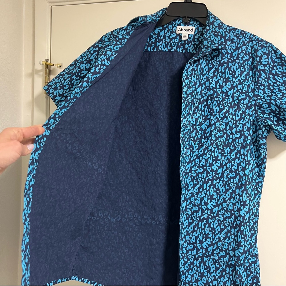 Abound Teal and Black Cotton Patterned Casual Button Up Shirt Small - Picture 4 of 8